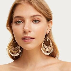 3/$30 NEW Gold tone Dangle Earrings Bead Fringe